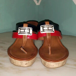 Tommy Hilfiger Red and Black Sandals